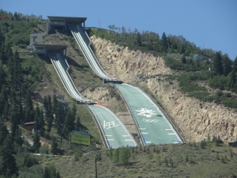 It was cool to see the ski jumps while driving up the mountain.